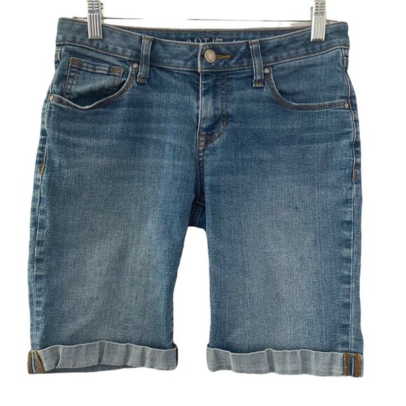 Apt 9 Denim Shorts Bermuda Dark Wash Stretch Cuffed Womens Size 4 - Picture 1 of 5